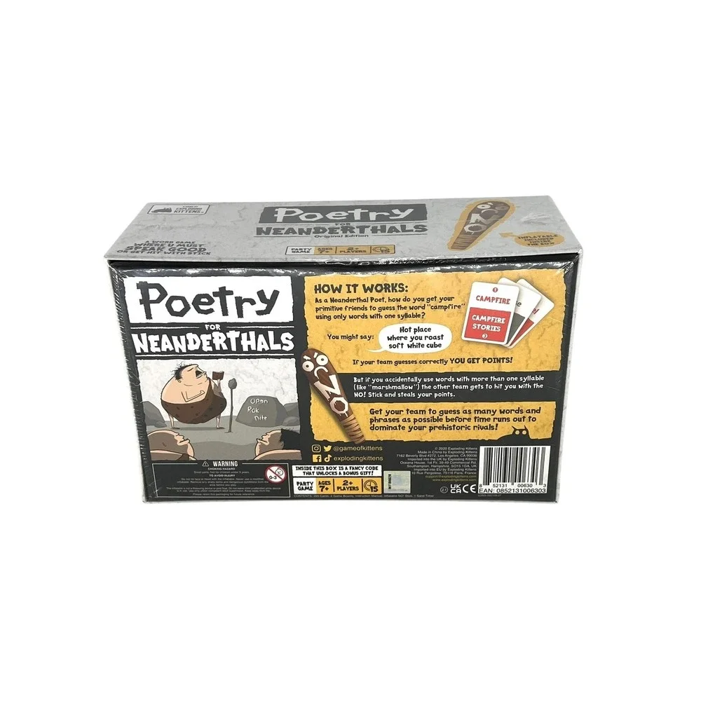 Exploding Kittens Poetry For Neanderthals Party Game Original Edition New Sealed